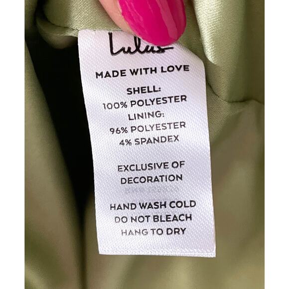 Lulu's Asymmetrical Formal Bodycon Mini Dress Light Green Silver Size Large NEW - Picture 11 of 12